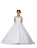 Rhinestone Beaded White Tulle Romantic Flower Girl Dress